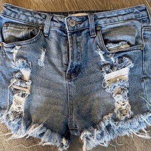 Almost Famous Blue Distressed Jean Shorts